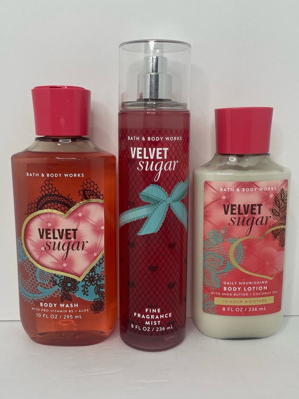 Bath & Body Works VELVET SUGAR 3 Piece Gift Set Body Wash Lotion Fragrance Mist